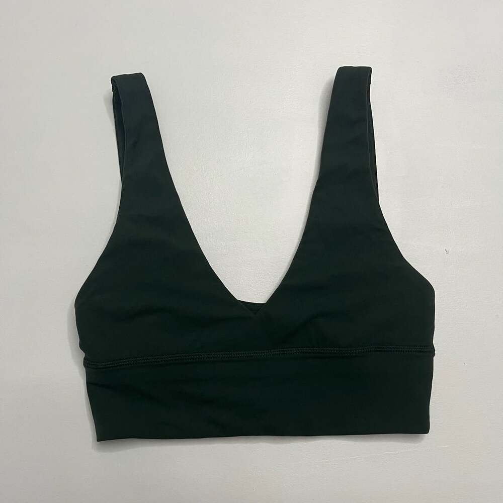 Lululemon Align Bra Size 6 Square Dot Dark Green Scoop Neck Yoga Sports Bra